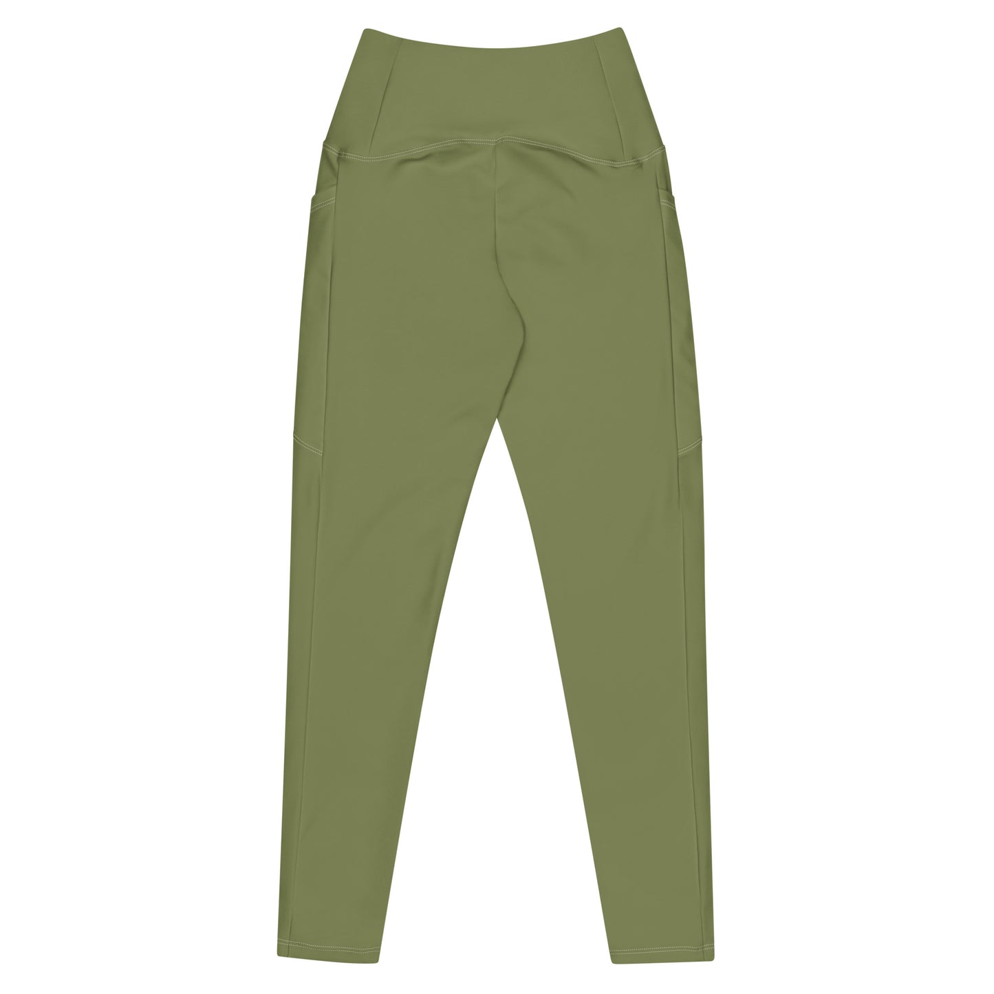 Olive Green Women's High Waisted Workout Leggings With Pockets