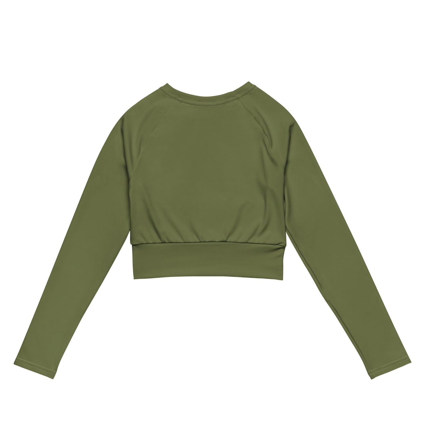 Olive Green Women's Athletic Long Sleeve Crop Top