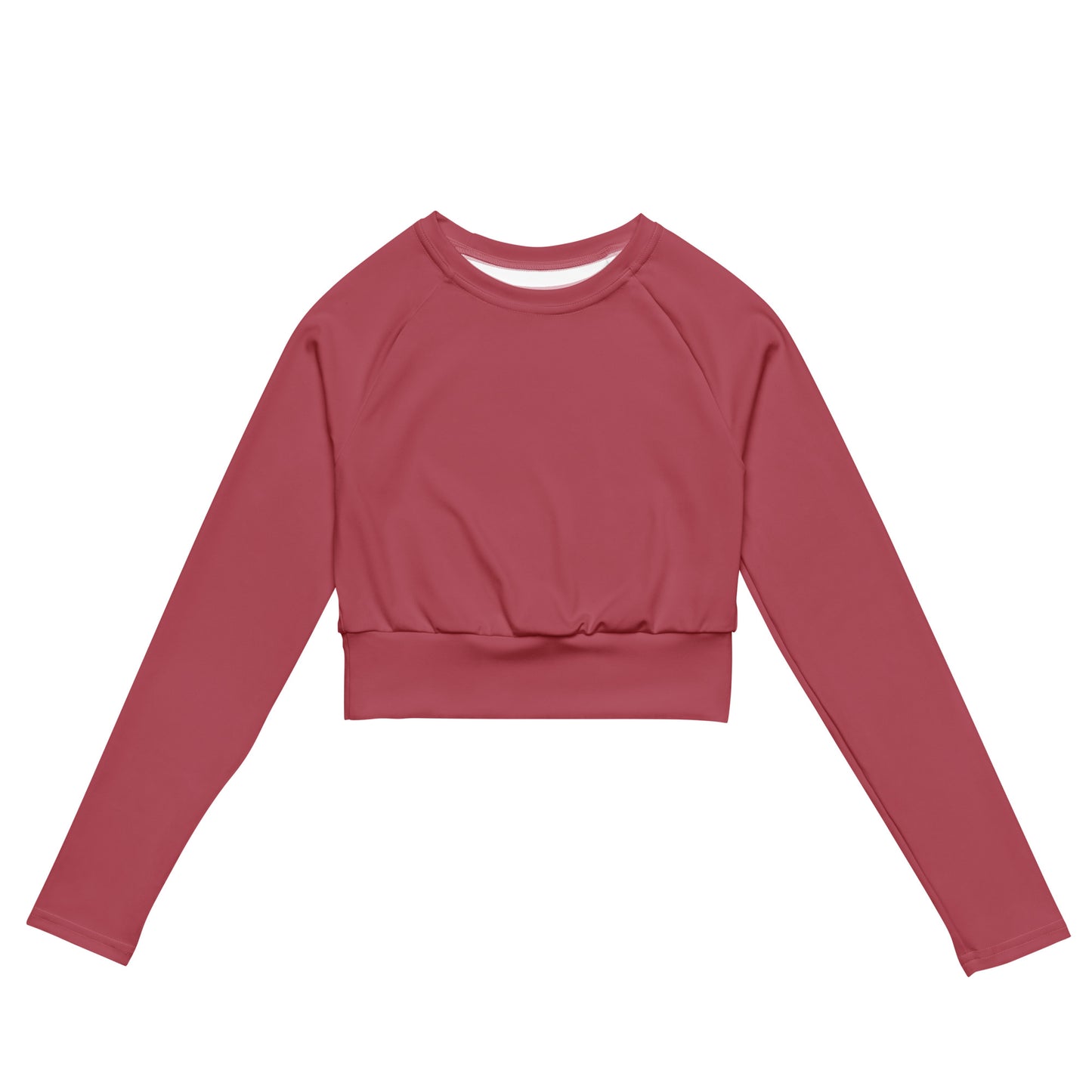 Maroon Pink Women's Athletic Long Sleeve Crop Top