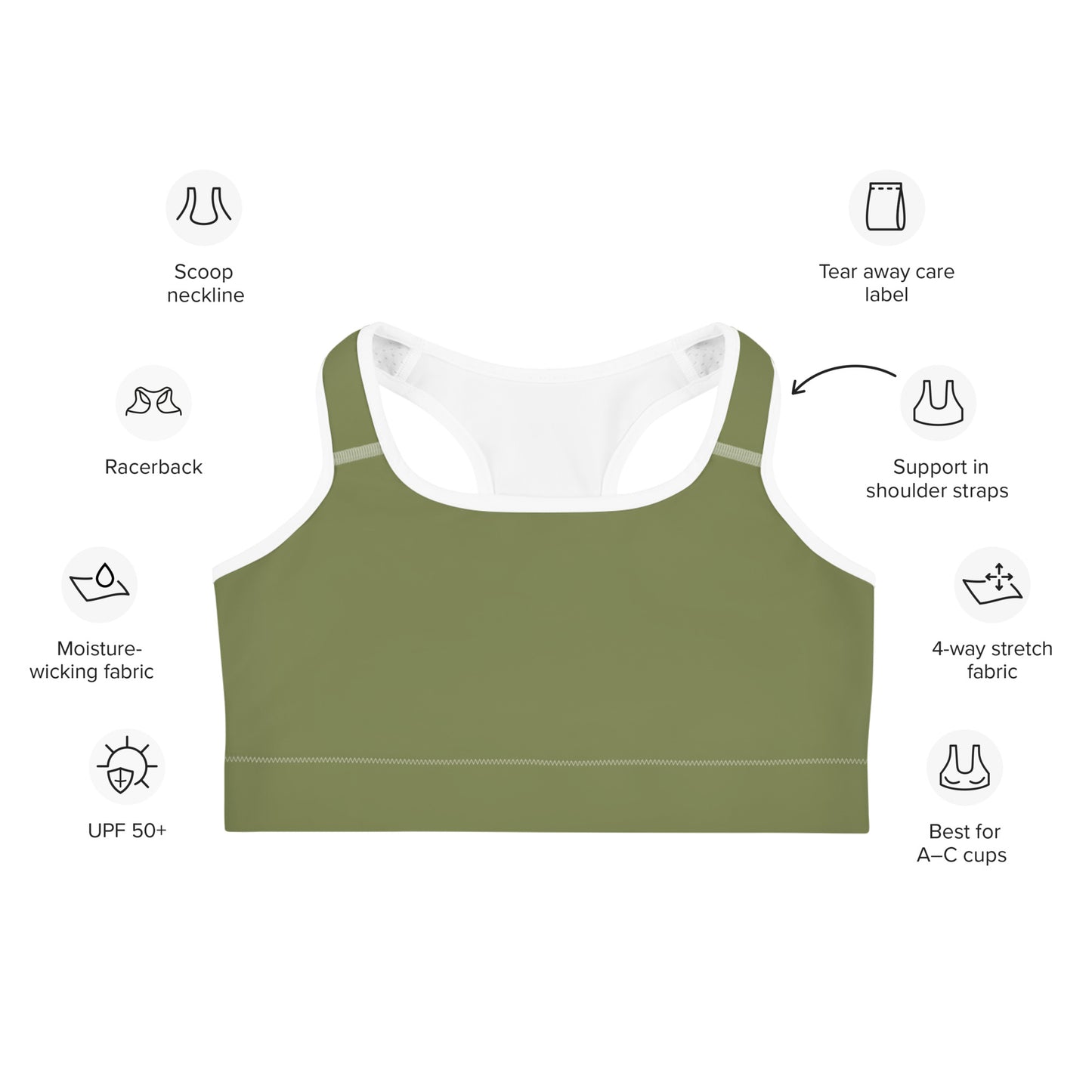 Olive Green Sports Bra for Women