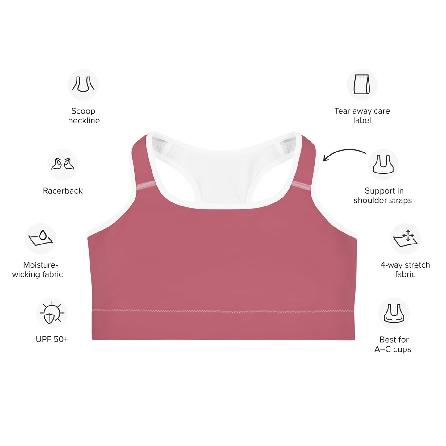 Maroon Pink Sports Bra for Women