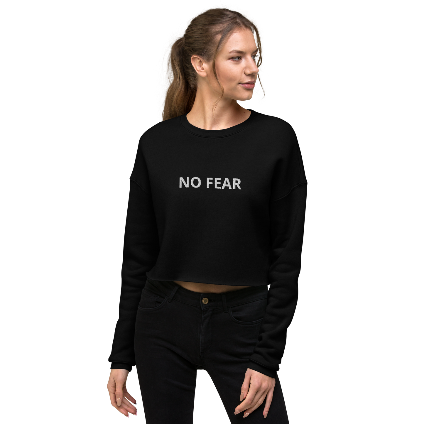 Women Crop Sweatshirt Long Sleeve Fleece Pullover Crop Top Graphic Motivation Shirt